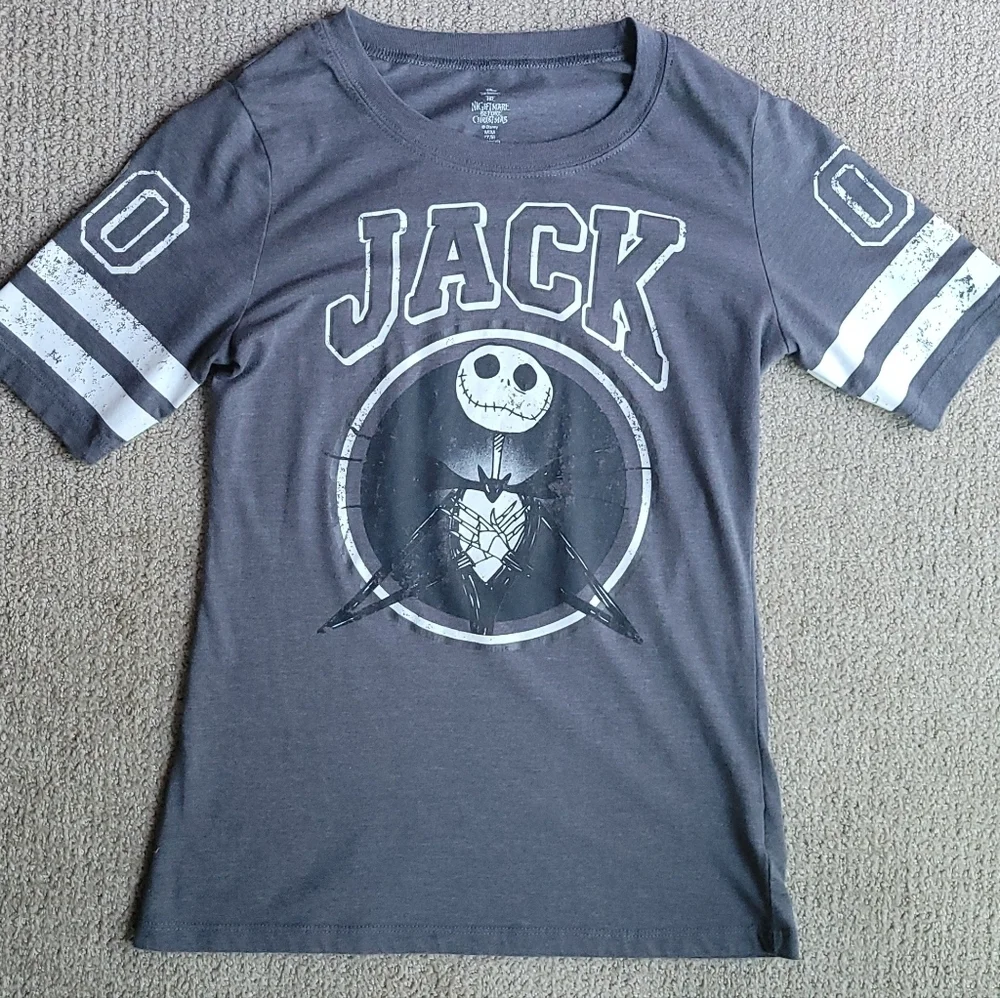 Disney Nightmare Before Christmas Jack Short Sleeve Grey Graphic Tee Shirt - Picture 4 of 12